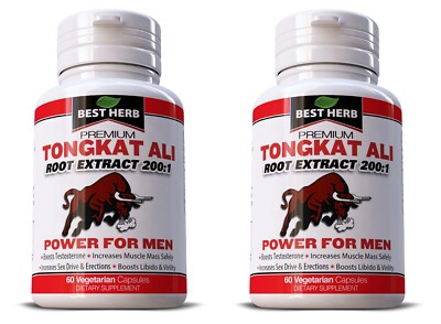 2x Men Hard Power MAX Strength TONGKAT Al Root Extract 200:1 Longjack Pasak Bumi