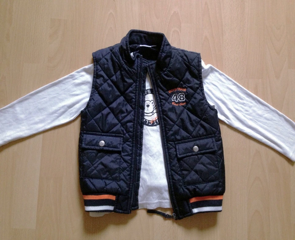 Kinder Weste + Langarmshirt Gr. 110 von Impidimpi Steppweste Set blau weiß