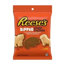 REESE'S Milk Chocolate and Peanut Butter Candy Dipped Animal Crackers, 4.25 o...