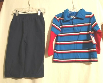 18 month Kidget Boy Blue Long Sleeve Polo Shirt & Blue Pants