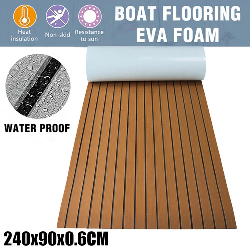 EVA Foam Boat Flooring Sheet Brown Marine Teak Decking Carpet for Yacht 90x240cm - Picture 9 of 17