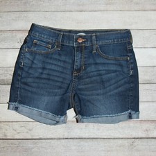 Old Navy Girls Size 12 Blue Denim Jean Shorts Cuffed Raw Hem