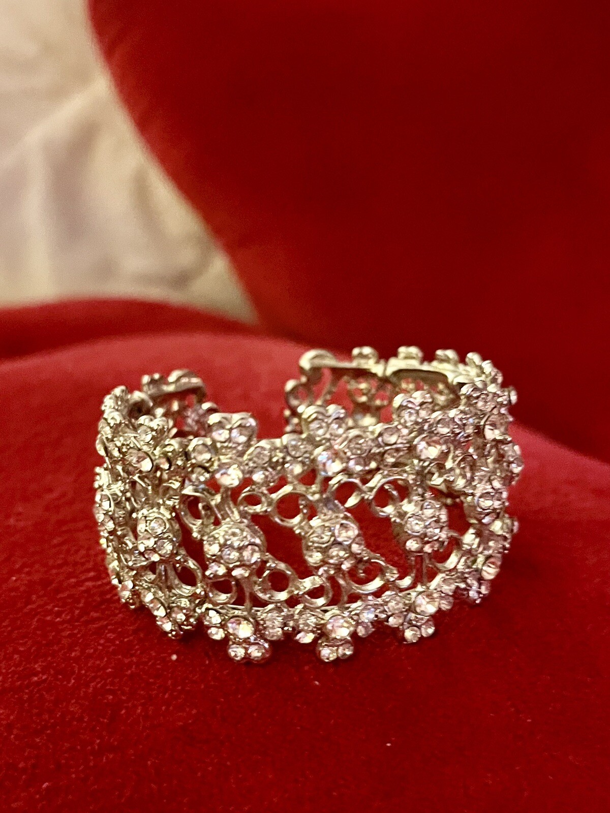 Silver 3 Layer Rhinestone Cuff - image 3