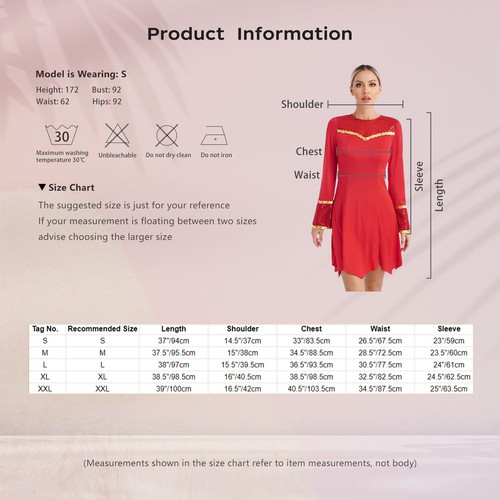 Womens Performance Costume Tunic Dresses Patchwork Dance Dress Solid Color - Bild 58 von 68