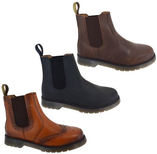 Cuero Hombre sin Cordones Distribuidor Chelsea Gusset Tobillo Trabajo Botas  Sz | eBay