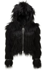 Killstar Fluffy Fur Jacket Black Absinthe Glampire Lip Service Coat Shaggy