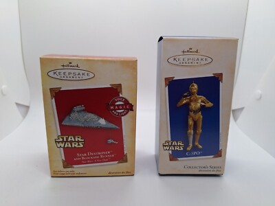C-3PO Star Wars 2003 Hallmark Keepsake Ornaments & 2004  Destroyer blockade runn