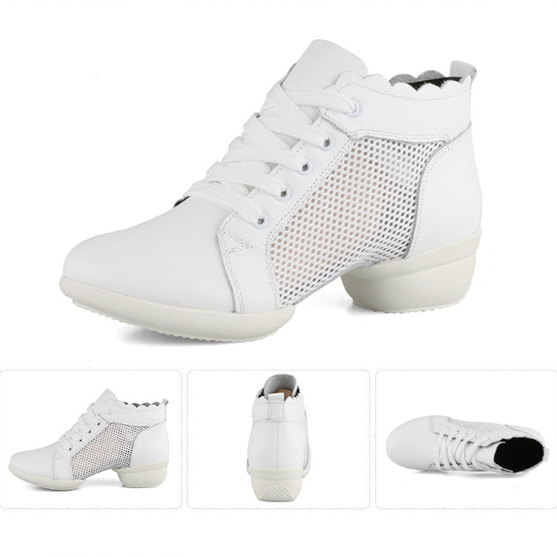 Chaussures De Danse Pour Femme En Maille Respirante - Talon Bloc Bas - Semelle Souple - Pour Pieds Larges - Idéales Loisirs - 6