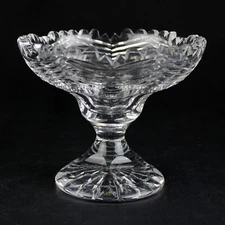 American Brilliant Chevron & Honeycomb Cut Small Compote, Antique ABP 6", As Is