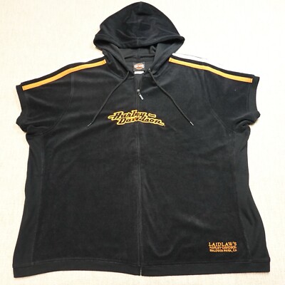 Vintage Harley Davidson Velour Full Zip Womens XXL Short Sleeve  