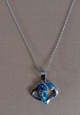 WOMEN'S NECKLACE SHAPED TWO HEARTS STAINLESS STEEL PENDANT NEW 18"