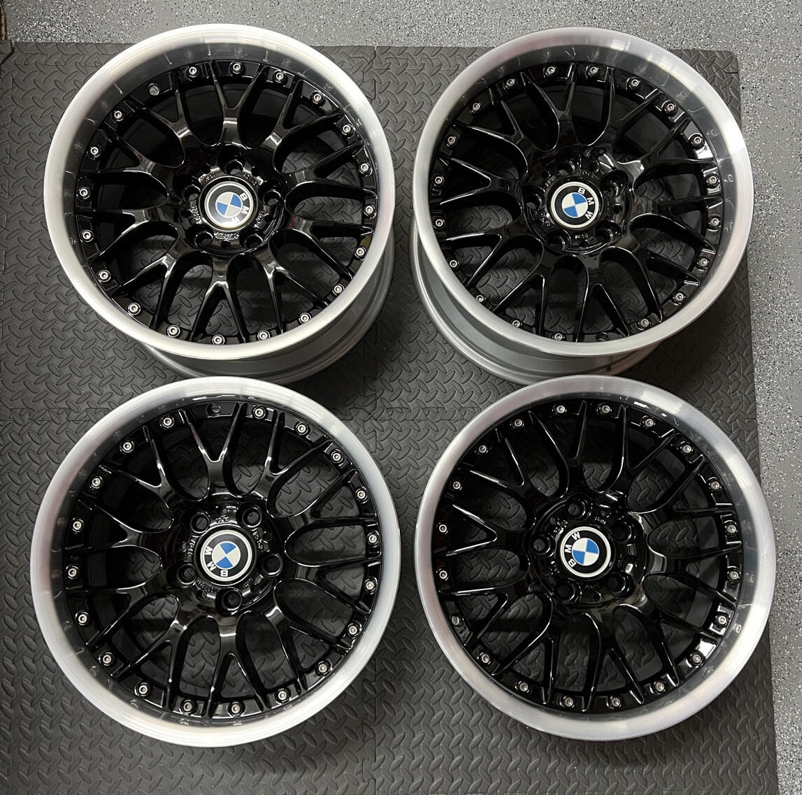 GENUINE OEM BMW e39 BBS 17" x 8" 2 PIECES GLOSS BLACK WHEELS RIM SET 4 ...