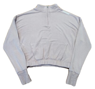 Gymshark Crop Top XS Zip Pullover Sweatshirt Womens Dusty Pink