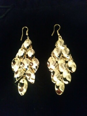 14KT GOLD & STS SUPER GLÄNZENDE OHRHÄNGER 3,5 ZOLL BESONDERS!  + BONUS!