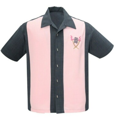 Steady Clothing Tropical Itch Pink Bowling Rockabilly Button Down Shirt ST35582