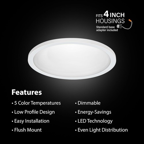 Feit Electric 74202/6WYCA 5'' White Round Flat Panel Ceiling Downlight - Picture 4 of 8
