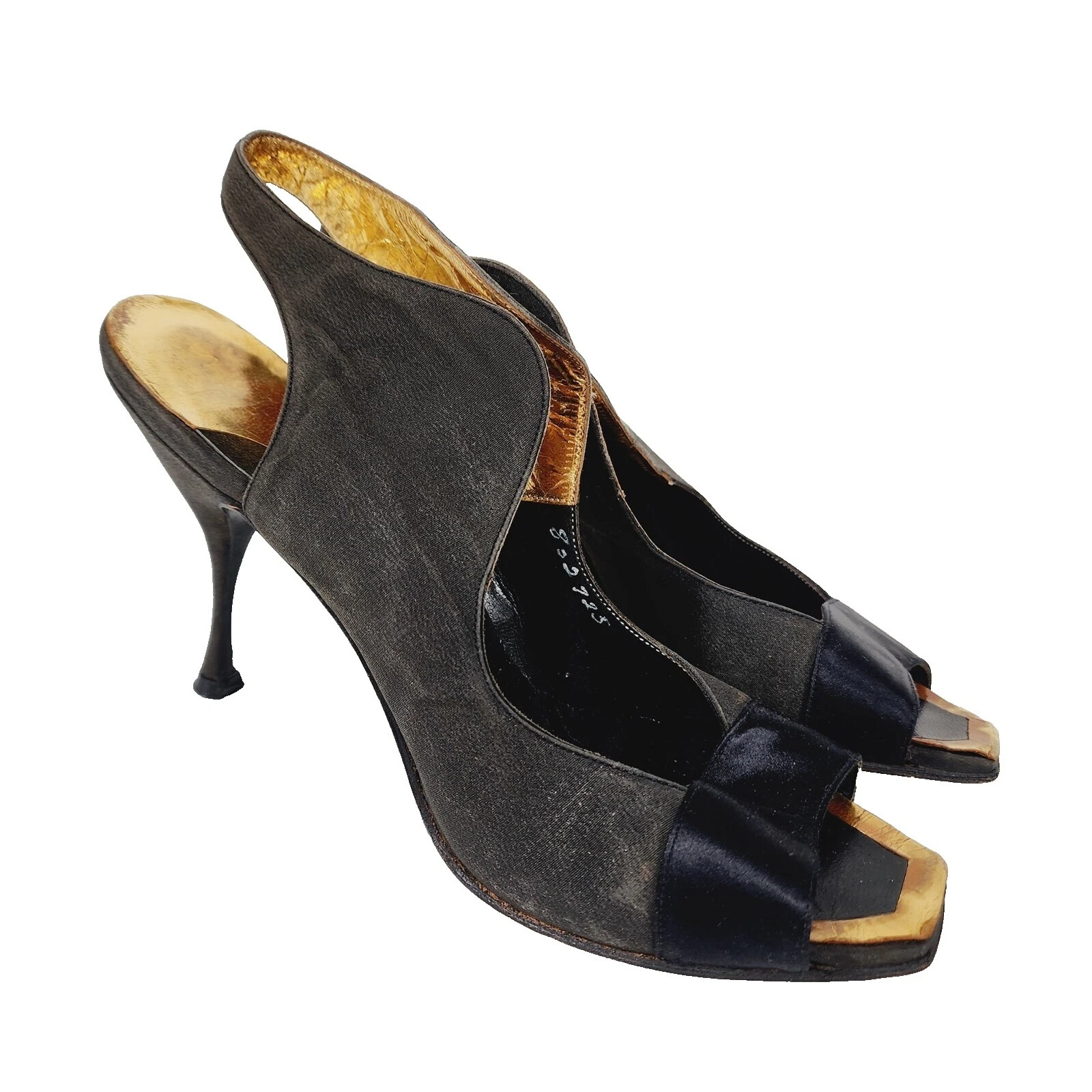 Tacones De Lona calzado Vintage Negro para Mujeres