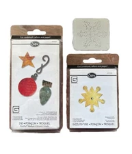 Sizzix Sizzlets Basic Grey Christmas Thin Die Lot  Ornaments And Snowflakes