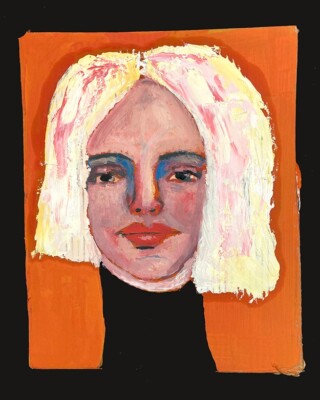 Original Woman Oil Portrait Painting 9x11 Emotional Expressive Naive Artwork