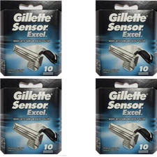 40 Cartridges Gillette Sensor Excel Refill Razor Blades