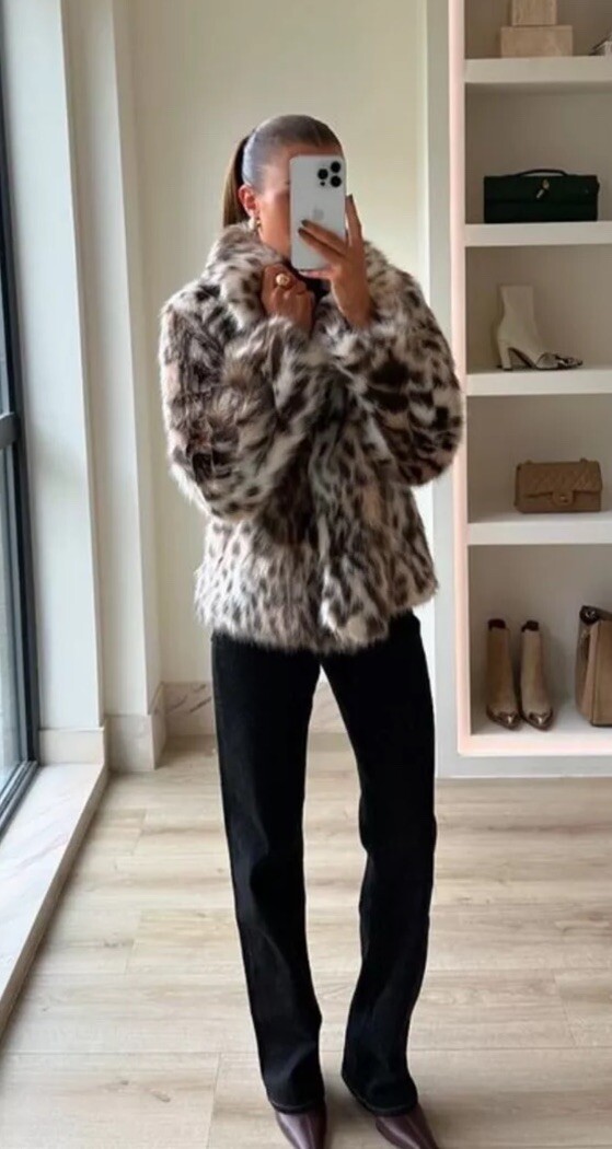 ZARA FW24 WOMAN ZW COLLECTION FAUX FUR JACKET LEOPARD L 8490