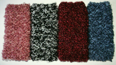 Hand Knit Handmade Fingerless Gloves Soft Fluffy Boucle Black/White or Wine