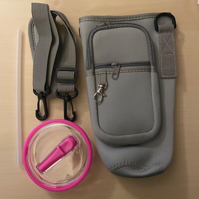 40 Unzen Becher Flip Strohhalm Ersatz Deckel Rosa Tragetasche Grau passt 40 Unzen Stanley
