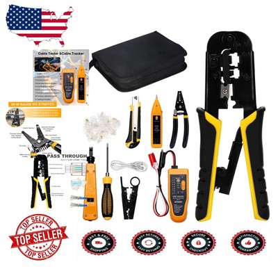 Compact Professional Tool Kit: RJ45 Crimper & Ethernet Cable Tester Included