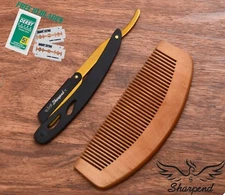 Professional Barber Hair Shaving Razor Straight Knife Navaja With Free 10 Blade