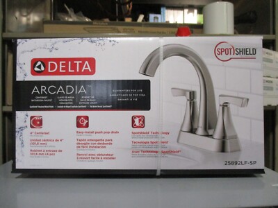 Delta Arcadia Brushed Nickel 4-in centerset 2-Handle WaterSense Bathroom Faucet