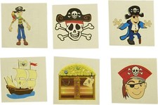 RINCO Temporary Pirate Tattoo 144 Piece , 2" Each Brand NEW 6 Designs 