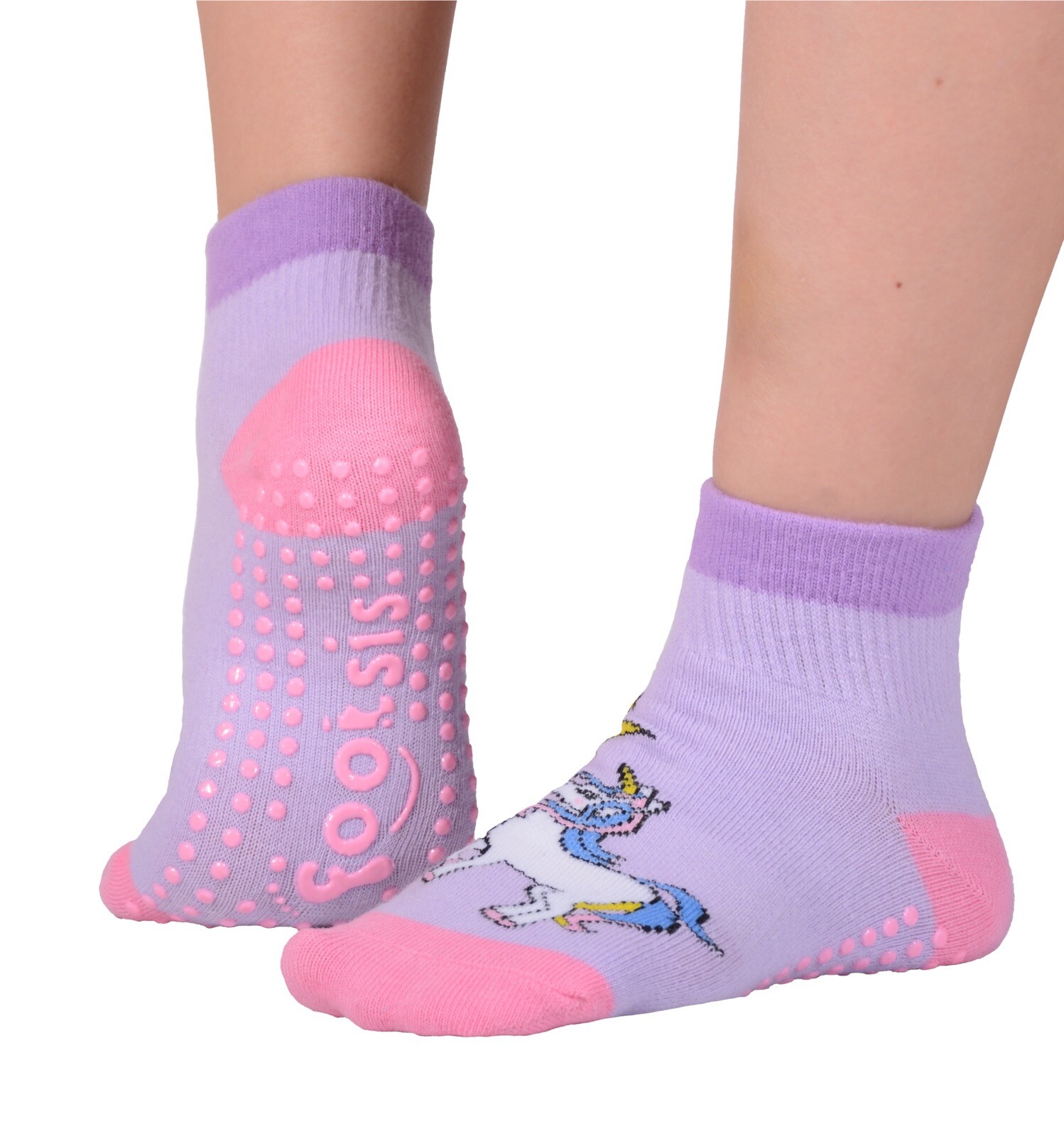 Footsis Non Slip Grip Socks for Yoga, Pilates, Barre, Home - Style “Unicorn