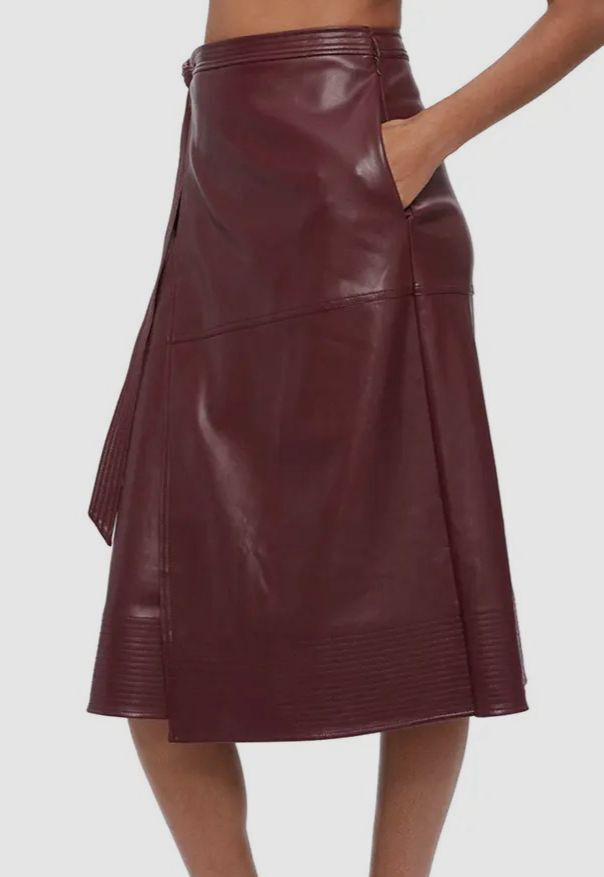 $445 Jonathan Simkhai Women's Purple Leather A-Line Wrap Skirt