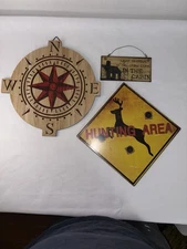 Set Of 3 Man Cave Cabin Lodge Rustic Decor Signs Wall Hangings