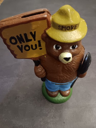 Smokey The Bear Cast Iron Coin Bank 8 Inches Tall
