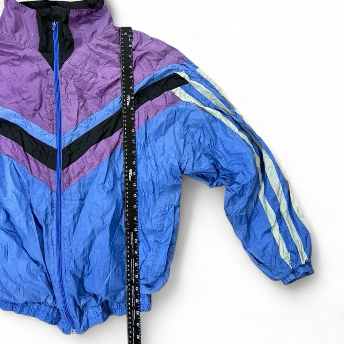Vintage 90s Retro Purple And Teal Windbreaker Jacket Full Zip