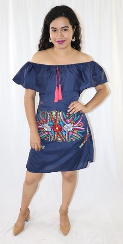 Women's Handmade Off the Shoulder Embroidered Mexican Dress - Vestido Mexicano - Picture 1 of 3