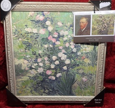 Roses by Vincent Van Gogh Vintage Style 14  X14  Framed Art Painting New