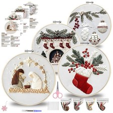 4 Sets Embroidery Kits for Adults Beginners, Cross Stitch Kits with , Pattern...