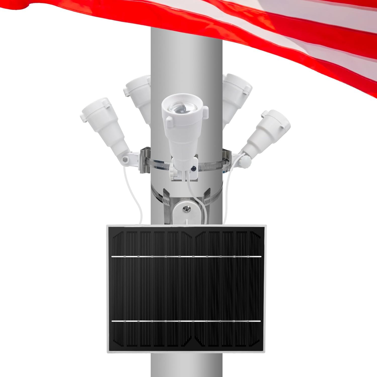 Flag Pole Light Solar Powered 5 in 1 Solar Flag Pole Lights 1000 Lumens Fits 2-6