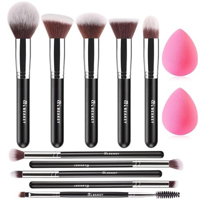 BEAKEY Pinselset Makeup 10+2 Stück Professionelle Foundation Puder Lidschatten