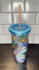 Disney Lilo  Stitch 24oz Tropical Pattern Tumbler with Lid  Straw - NEW