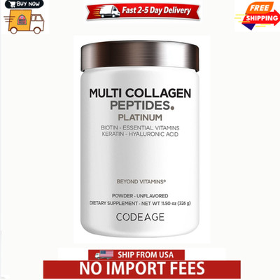 Codeage Collagen Powder with Biotin + Vitamin C Unflavored, 11.5 OZ