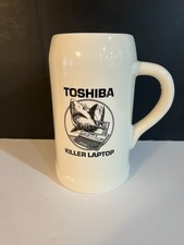 Vintage 90s Toshiba Killer Laptop Promo Beer Mug Stein -Shark Graphic Retro Tech