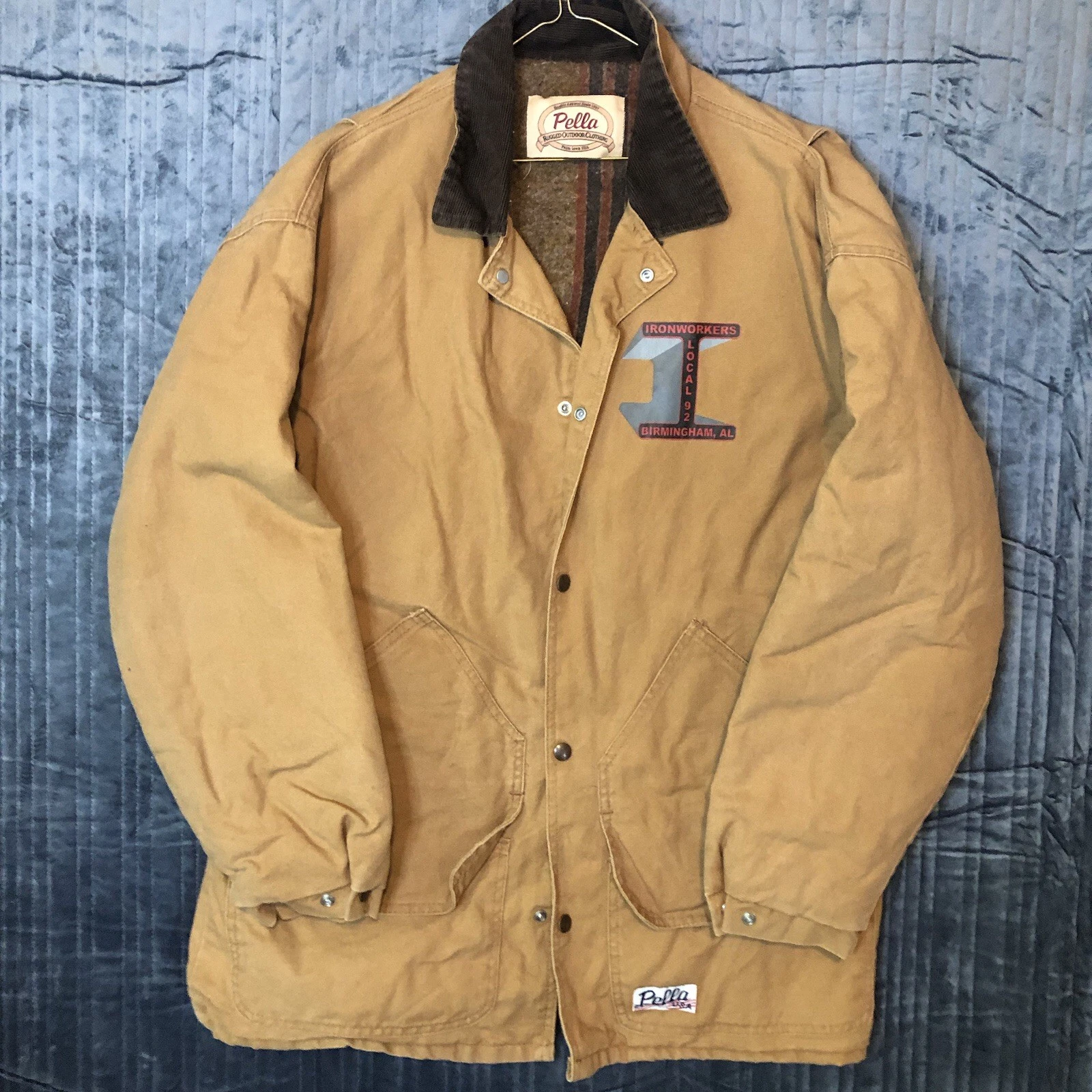 Vintage Paella Canvas Coat- Birmingham Iron Workers Union- Size L- Made USA - product detail image 1