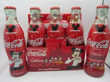 MICKEY MOUSE DISNEY - 6 Pack / Coca Cola Bottles - "Celebrate 75 InspEARations"