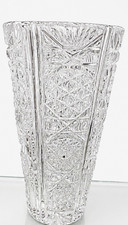 Clear Cut Lead Glass Vase Geometric Pattern Textured Decorative Clear