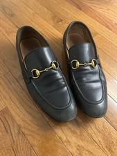 GUCCI JORDAAN Horsebit Leather Loafer Black 8M