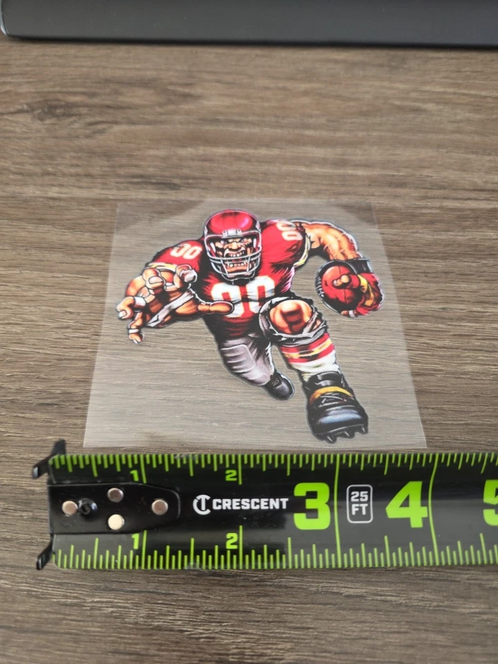 Kansas Running Football Player Raised UV DTF Decal 4in X 4in Color - Image 4 of 4