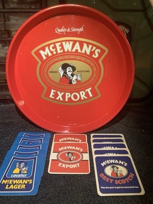 Vintage Pub-Bar McEwans Export Bier Tablett & Matten Breweriana Scottish & Newcastle